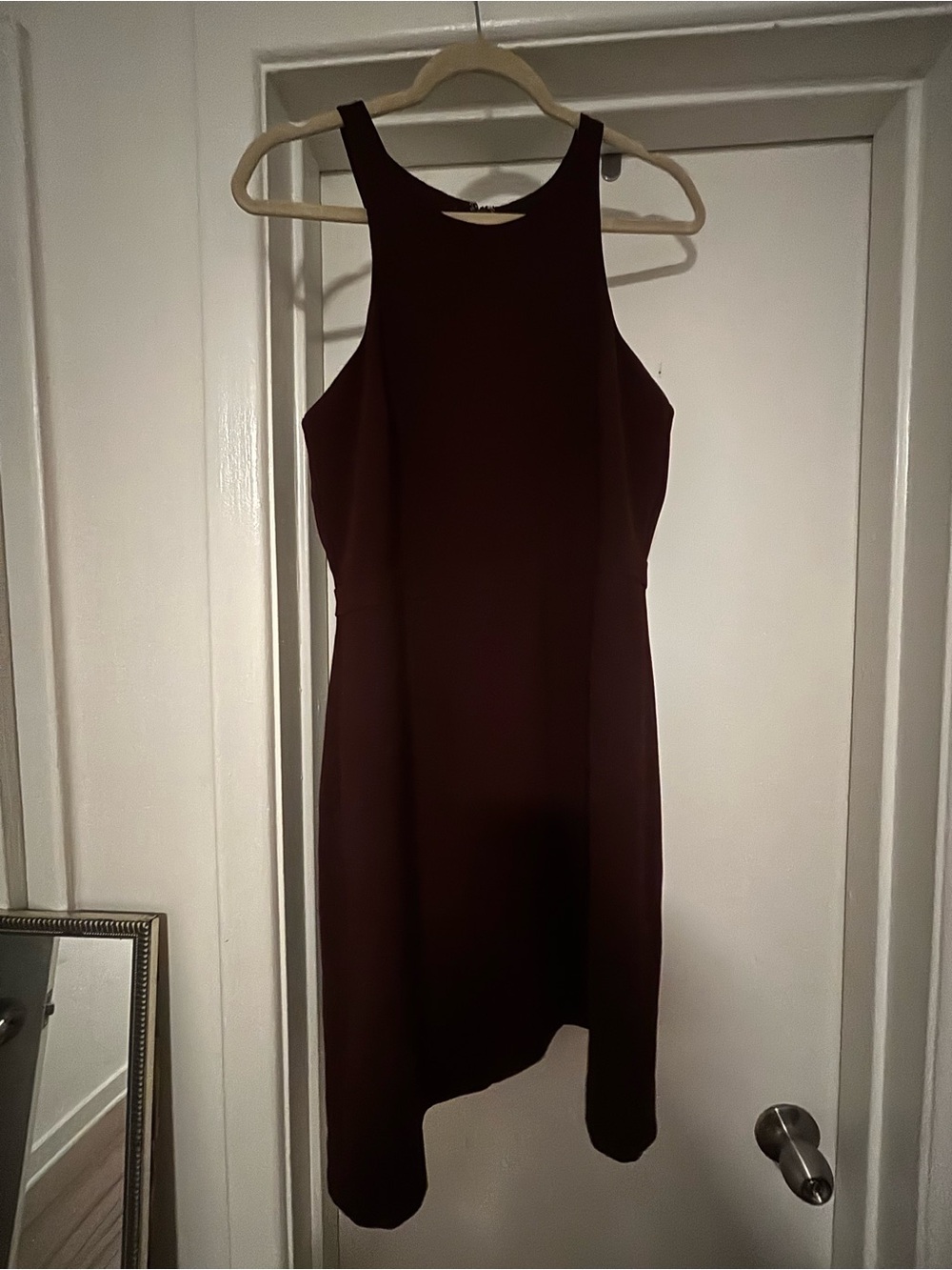 J. Crew Sleeveless High-Neck Dress in dark plum/burgundy